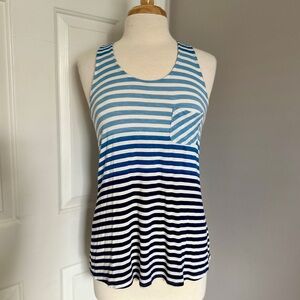 Southern Tide Racerback Ombré Striped Blue and White Sleeveless Top | Size Small